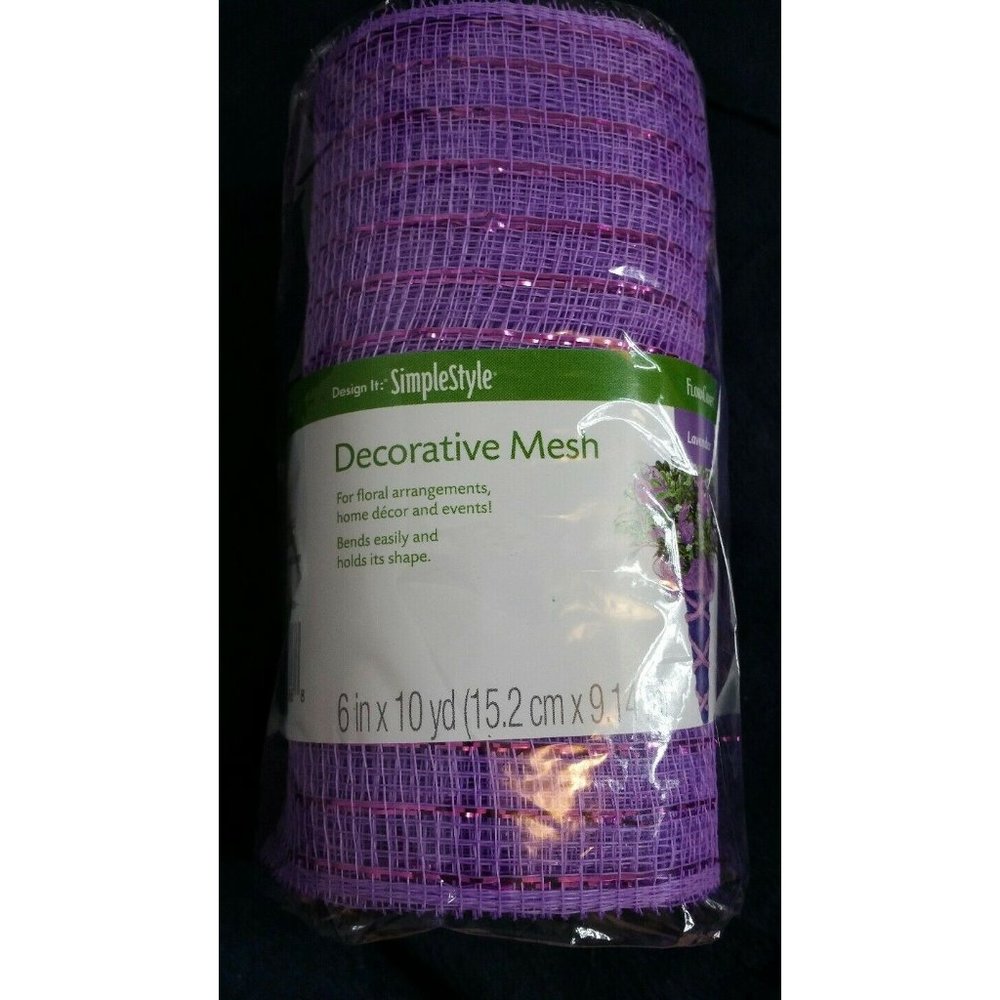 Craft Mesh 6in x 10yd FloraCraft Lavender w/ metalic purple for WREATHS garland